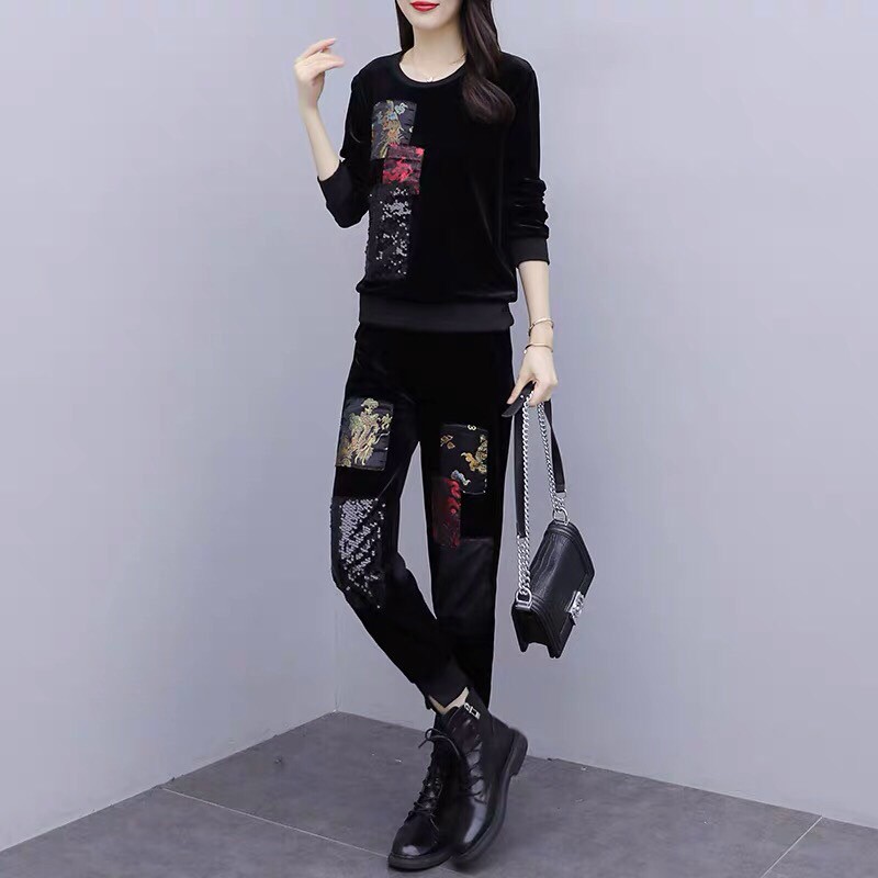 Set Nhung Đắp Họa Tiết Đính Kim Sa - BTN80